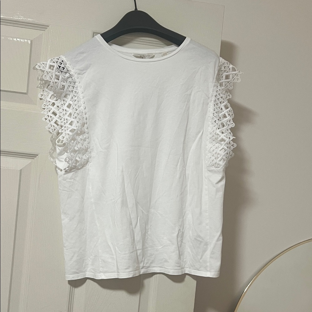 Ted Baker White Blouse with Lace Sleeves